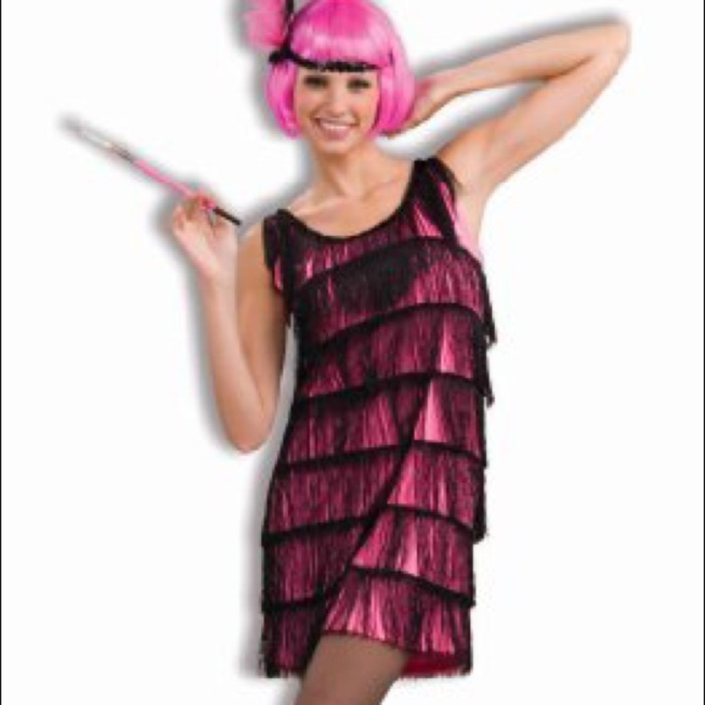 Pink and Black Flapper Dress Costume